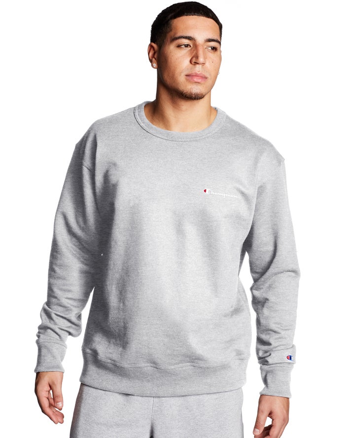 Champion Sweatshirt Heren - Grijs - Powerblend Fleece Crew Script Logo ( 254031-LJO )